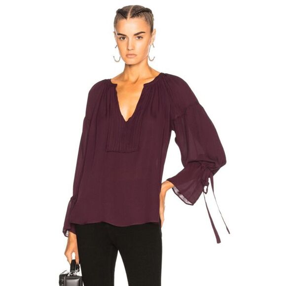 Calvin Rucker Violet Silk Pleated Tenderness Top Size M - Picture 1 of 13